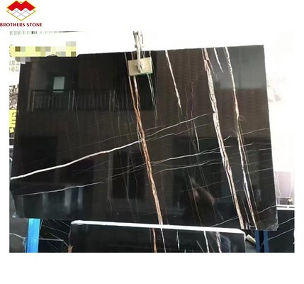 호텔 테이블 모던 빅 슬랩 블랙 앤 골드 베인 대리석 바닥과 외래 로렌 18mm