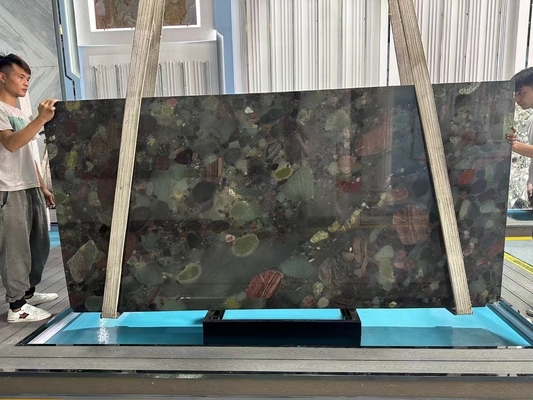 럭셔리 브라질 녹색 마리나스 녹색 쿼시트 가죽 완성 표면 현대 스타일