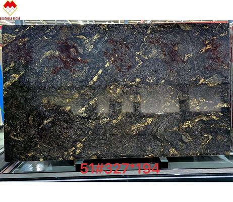 고급 현대 닦은 검은 금 정맥 쿼츠이트 돌 브라질 자연 우주 검은 대리석 허무 위장 위장 부엌 욕실 빌라