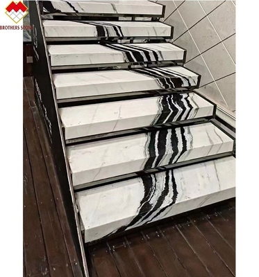 LED 판다 화이트 대리석 발판과 리저를 가진 실내 계단 단계 패널