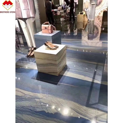 블루 블루 마카바스 쿼츠이트 돌 닦은 선명한 표면