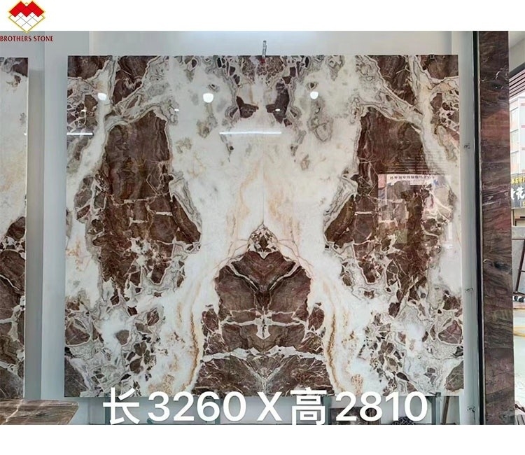 반투명한 피-오렌지 빨간색 오닉스 돌 흰색 정맥 CNF 빨간색 나무 정맥 대리석 벽판